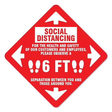 SIGNMISSION Social Distancing For Health And Non-Slip Floor Graphic, 12PK, 11 in L, 11 in H, FD-X-11-12PK-99995 FD-X-11-12PK-99995